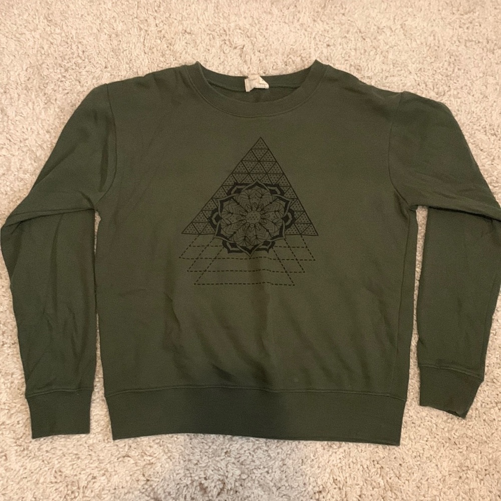 Crewneck (Dark Green) with Mandala Design